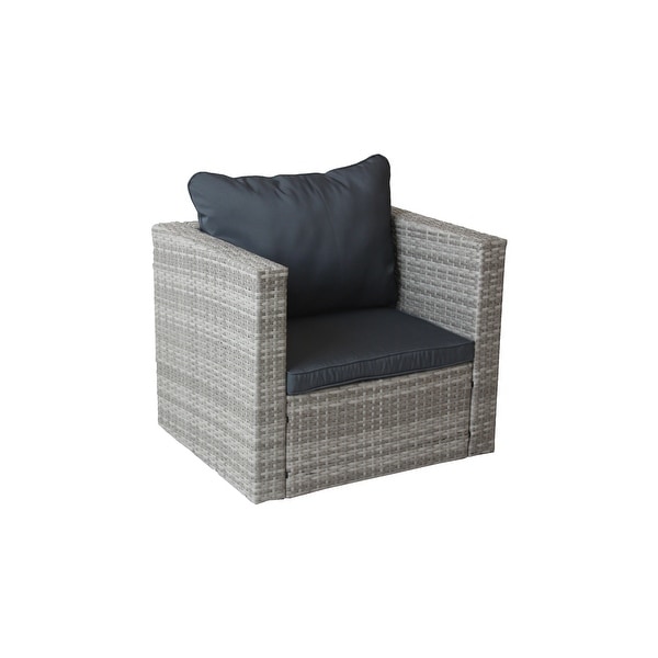 4Piece Rattan Patio Set with Cushioned Wicker Sofa