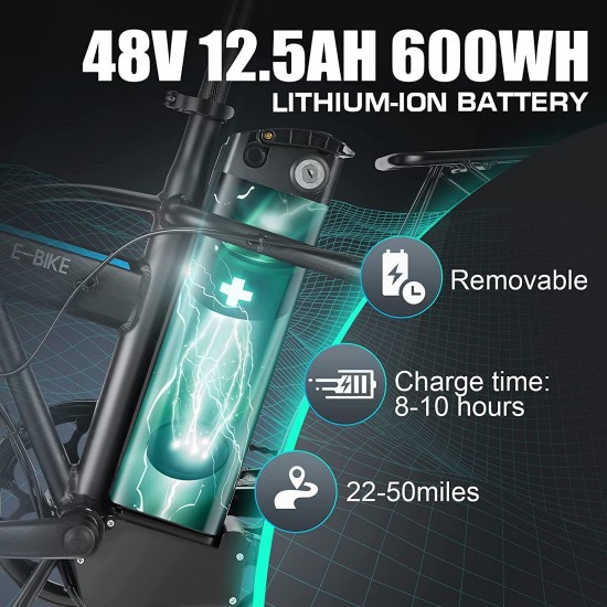 20″ 4.0 Fat Tire Electric Dirt Bikes, 20 inch 48V 500 Watt Adults Electric Bicycles Folding Ebike 12.5Ah 600Wh Battery LCD Display, Electric Beach Cuiser Snow Bike