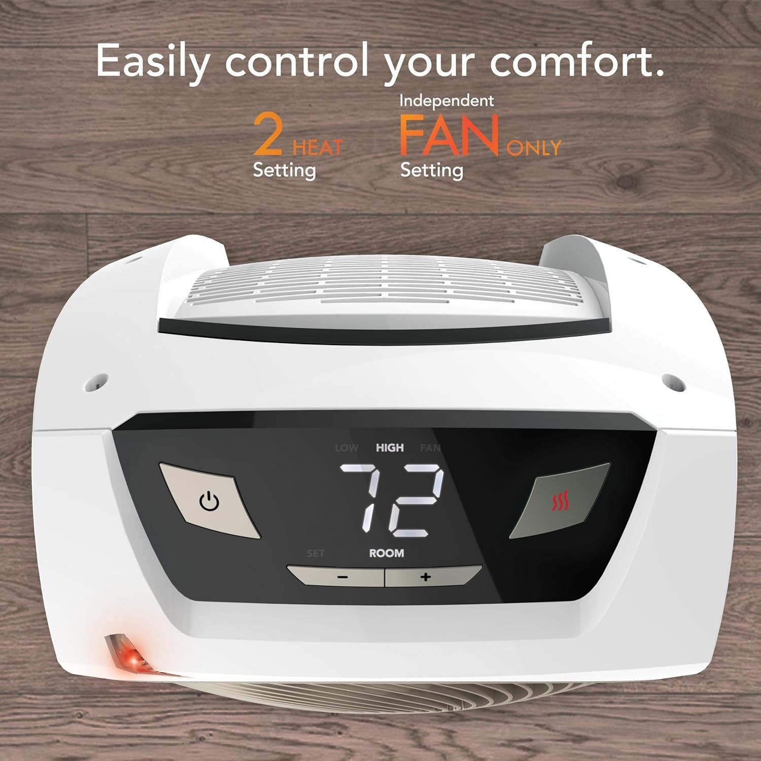 120V Electric Space Heater with Auto Climate Control, Digital Display & Whole Room Vortex Circulation for Indoor Home Office