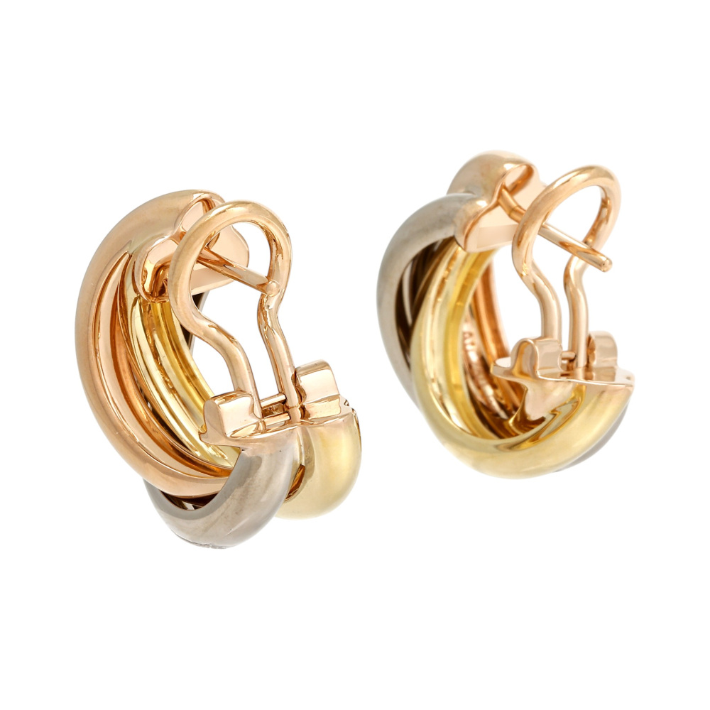 Cartier Trinity Classic Model Earrings Tri-Gold B80083231