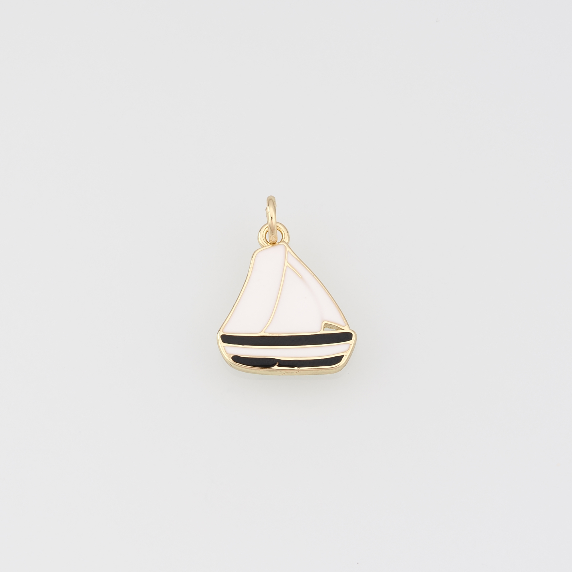 18K Gold Filled Sail Boat Pendant,Enamel Sail Boat Charm Earrings Necklace for DIY Jewelry Making Supply