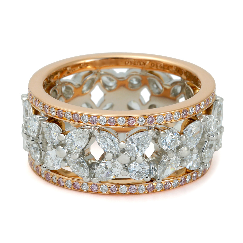 Tiffany & Co. Victoria Diamond Band Ring 18K White Gold & 18K Rose Gold