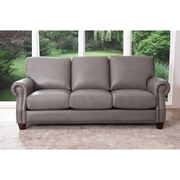 Logan Leather Sofa Gray Abbyson Living