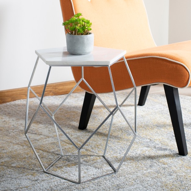 Abella Pentagon Accent Table Silver Safavieh