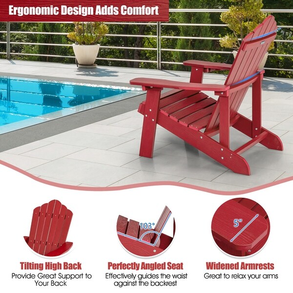 Costway Patio HIPS Adirondack Chair with Cup Holder Weather Resistant