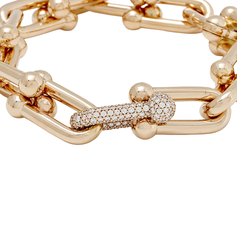 Tiffany & Co. Hardware Link Bracelet 18K Rose Gold Diamond