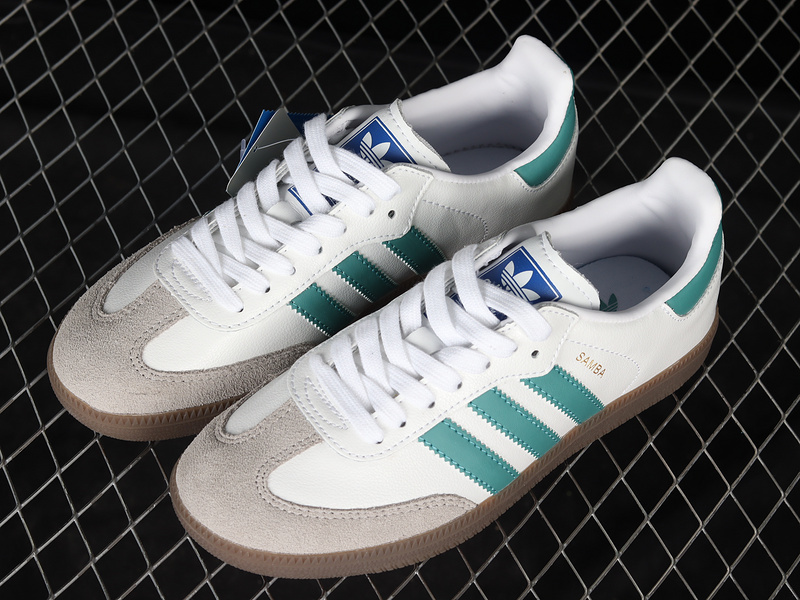 Adidas Samba Vegan Og Shoes Cloud White/Green/Gum EF6552