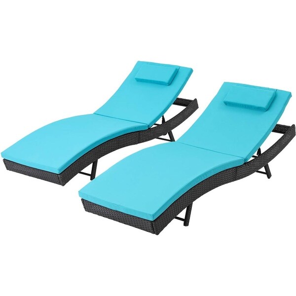 SOLAURA 2Pcs Patio Furniture Adjustable Lounge Rattan Pool Chairs