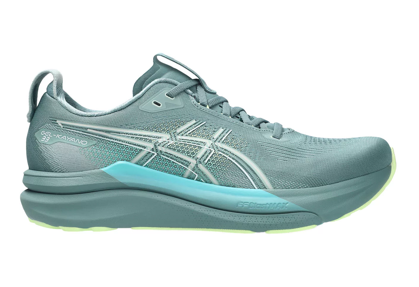 ASICS GEL-KAYANO 33 Running Shoes FOGGY TEAL/ILLUMINATE YELLOW 1011C167-403
