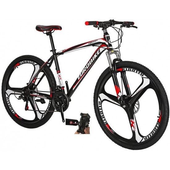 Mountain Bikes X1 21 Speed Dual Disc Brake 27.5 Inches 3 Spoke Wheels Bicycle BlackRed