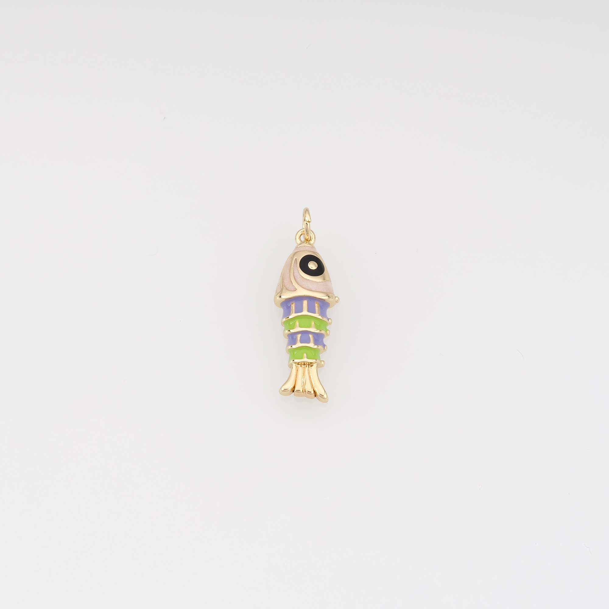 18K Gold Filled Fish Pendant,Enamel Ocean Fish Charm Earrings Necklace for DIY Jewelry Making Supply