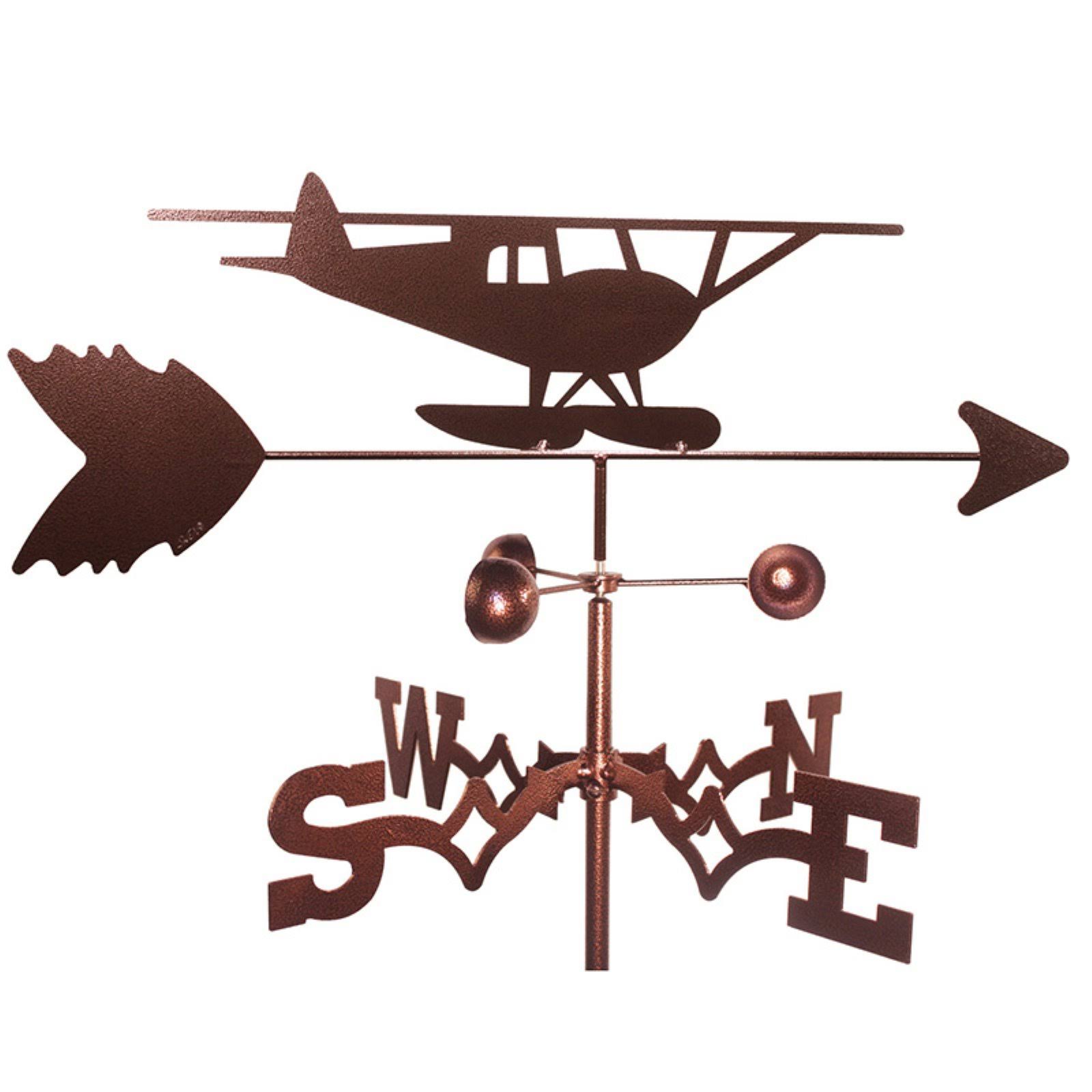 Float Plane Airplane Handmade Steel Weathervane, Brown