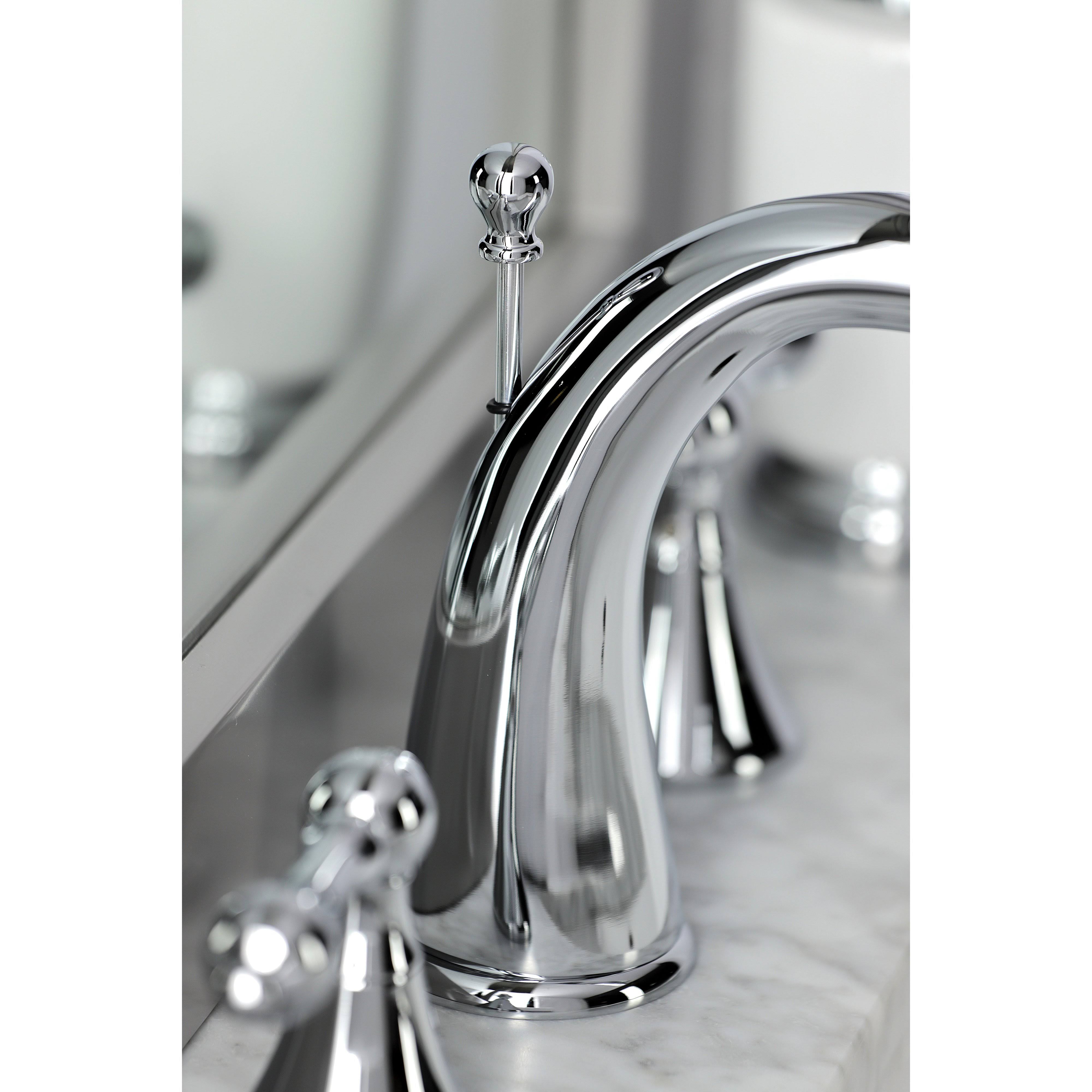 Kingston Brass Naples 8-Inch Widespread Bathroom Faucet with Brass Pop-Up - Brushed Nickel KS2978AL