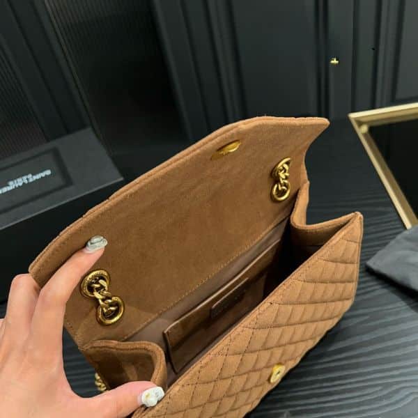 Saint Laurent Envelope Medium Chain Bag Brown 21Cm
