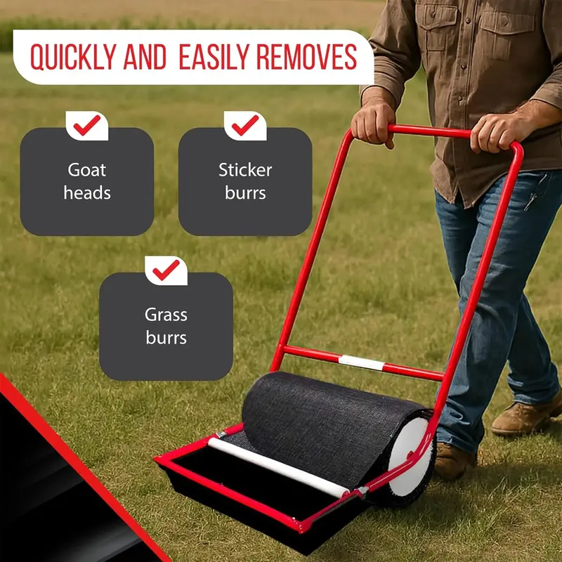 X-Large Burr Removal Roller Tool – 18-Inch Push-Style Yard Cleaner for Grass, Weeds, and Seed Pod Debris