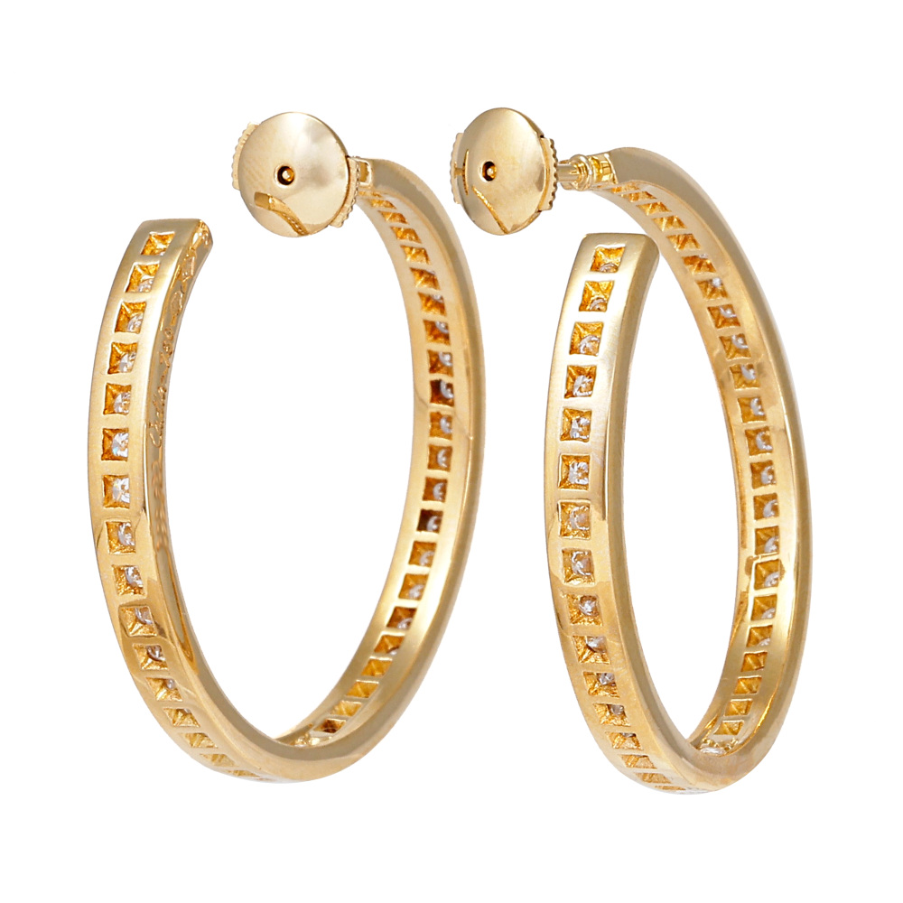 Cartier Classic Hoop K18 Yellow Gold Earrings Diamond