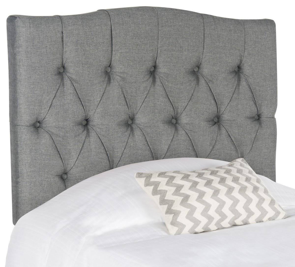 Safavieh Axel Grey Linen Tufted Queen Headboard