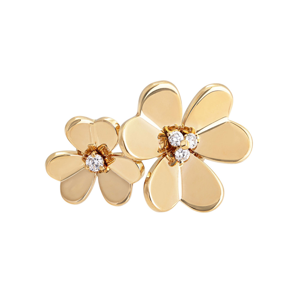 Van Cleef & Arpels Frivole 2 Motifs Ring 18K Yellow Gold Diamond VCARB67600