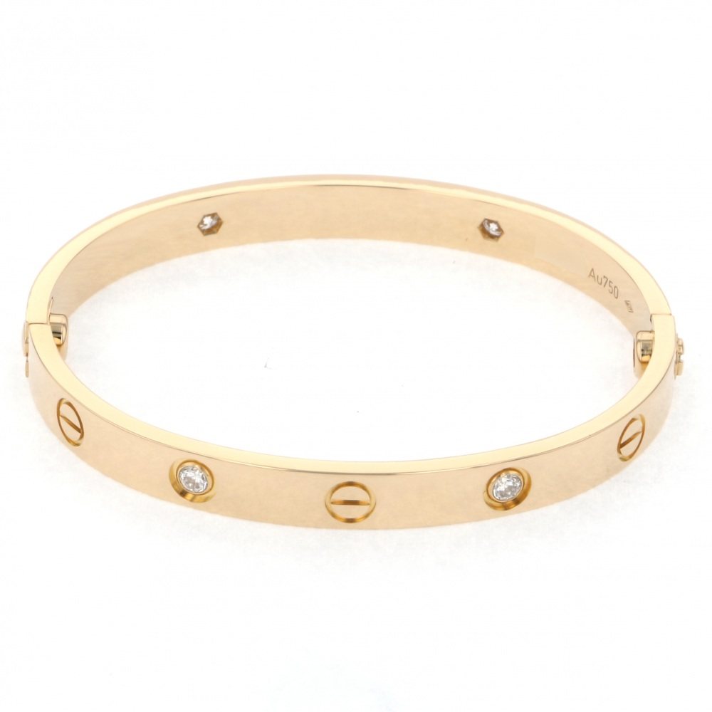 Cartier Love Half Diamond #16 Bracelet 18K Yellow Gold