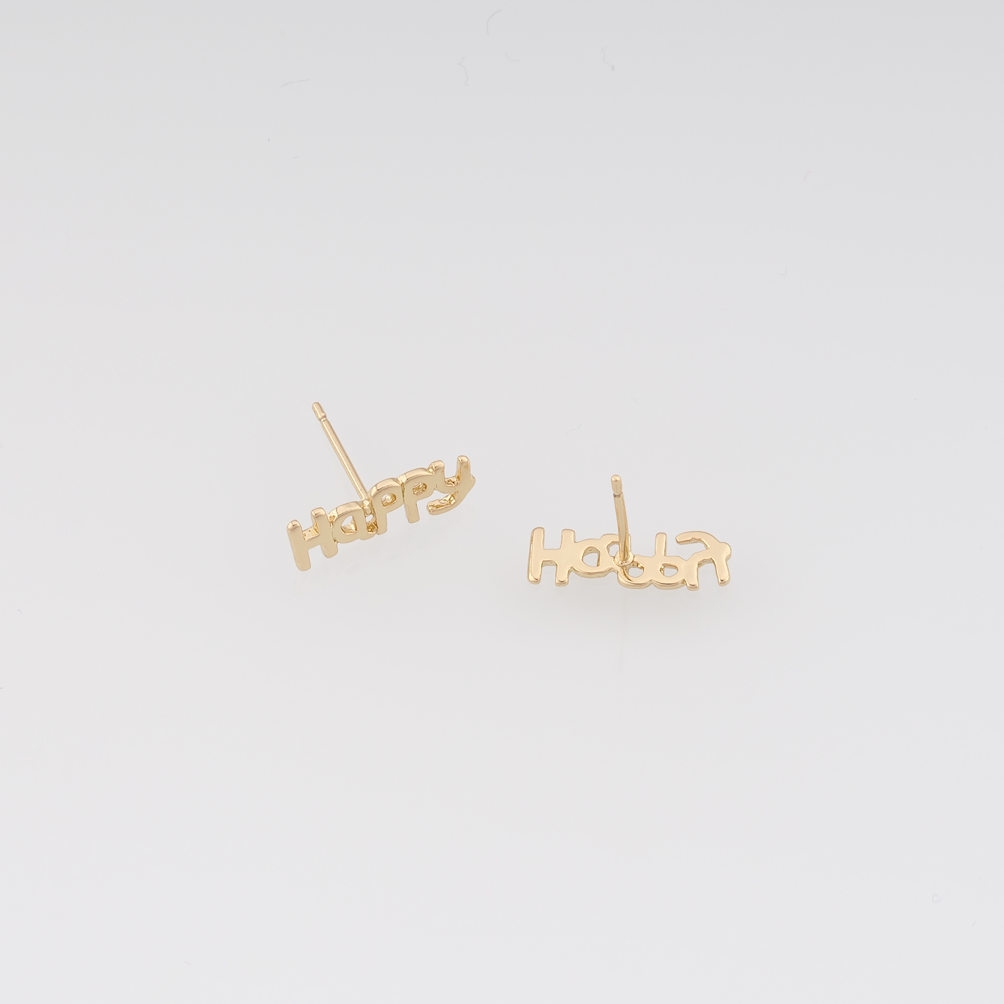 18K Gold Filled Happy Stud Earrings,Letter Earrings,Minimalist Earring,Dainty Earrings,Gift for Wife