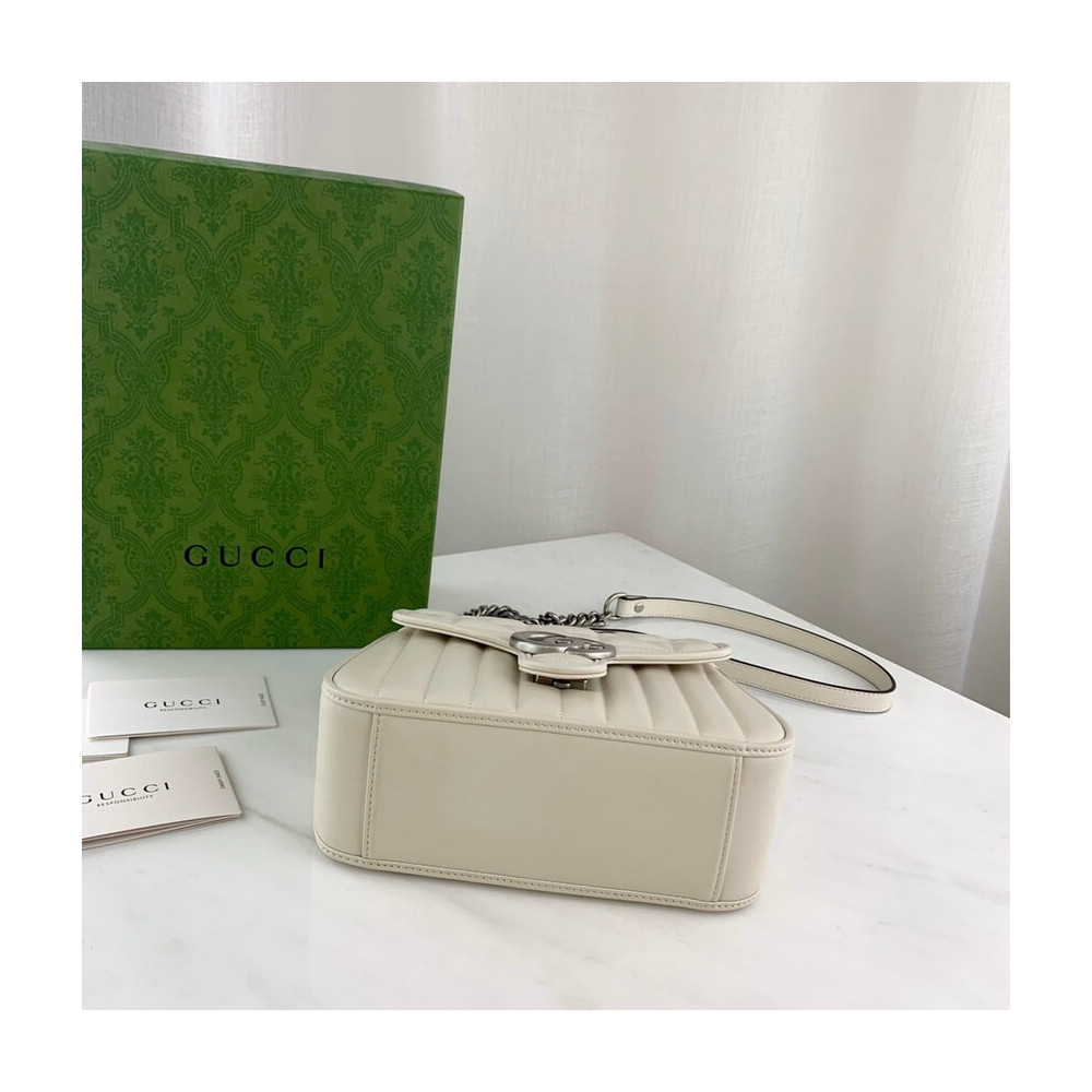 Gucci GG Marmont White Matelasse Leather Mini Top Handle Bag
