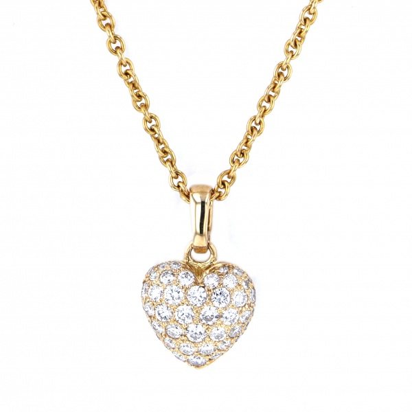 Cartier C Heart Diamond Necklace 18K Yellow Gold