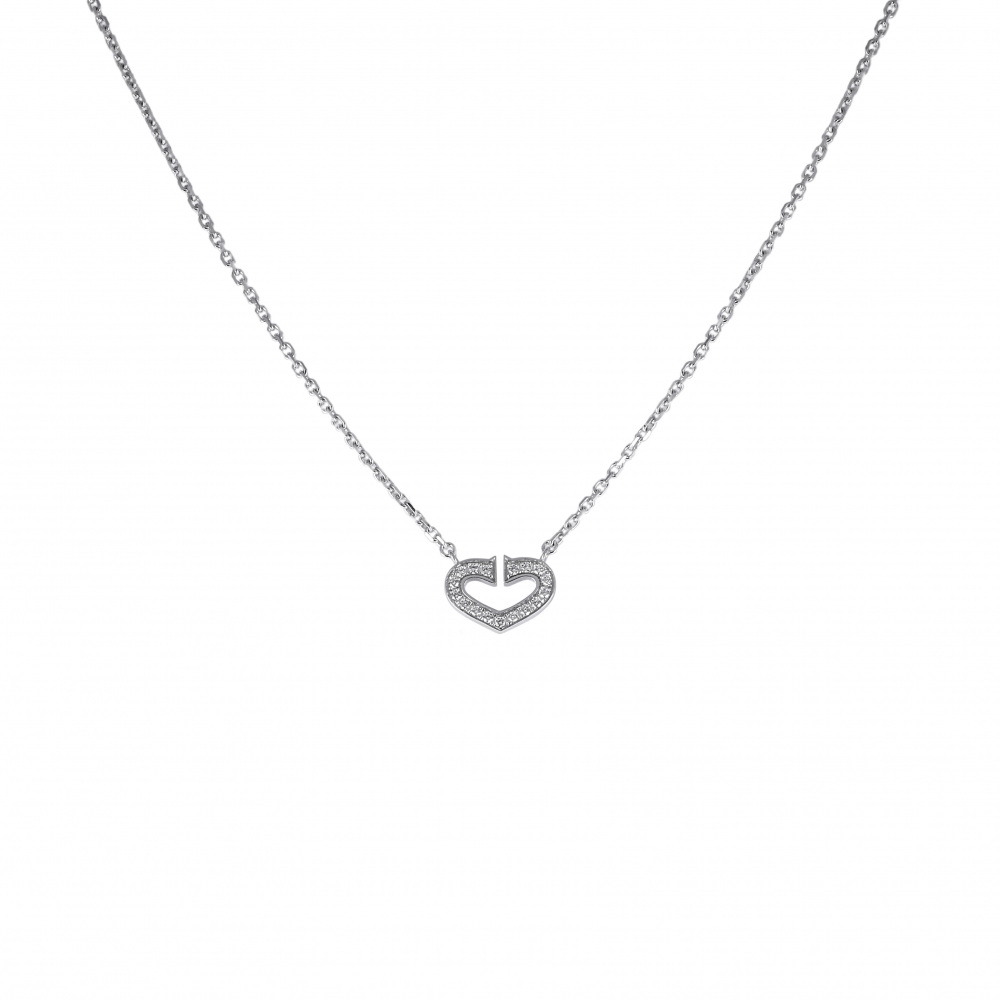 Cartier C Heart Necklace 18K White Gold Diamond
