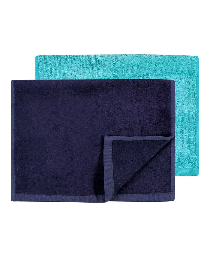 Hudson Baby Infant Boy Rayon from Bamboo Bib, Burp Cloth and Washcloth 10Pk, Navy Teal