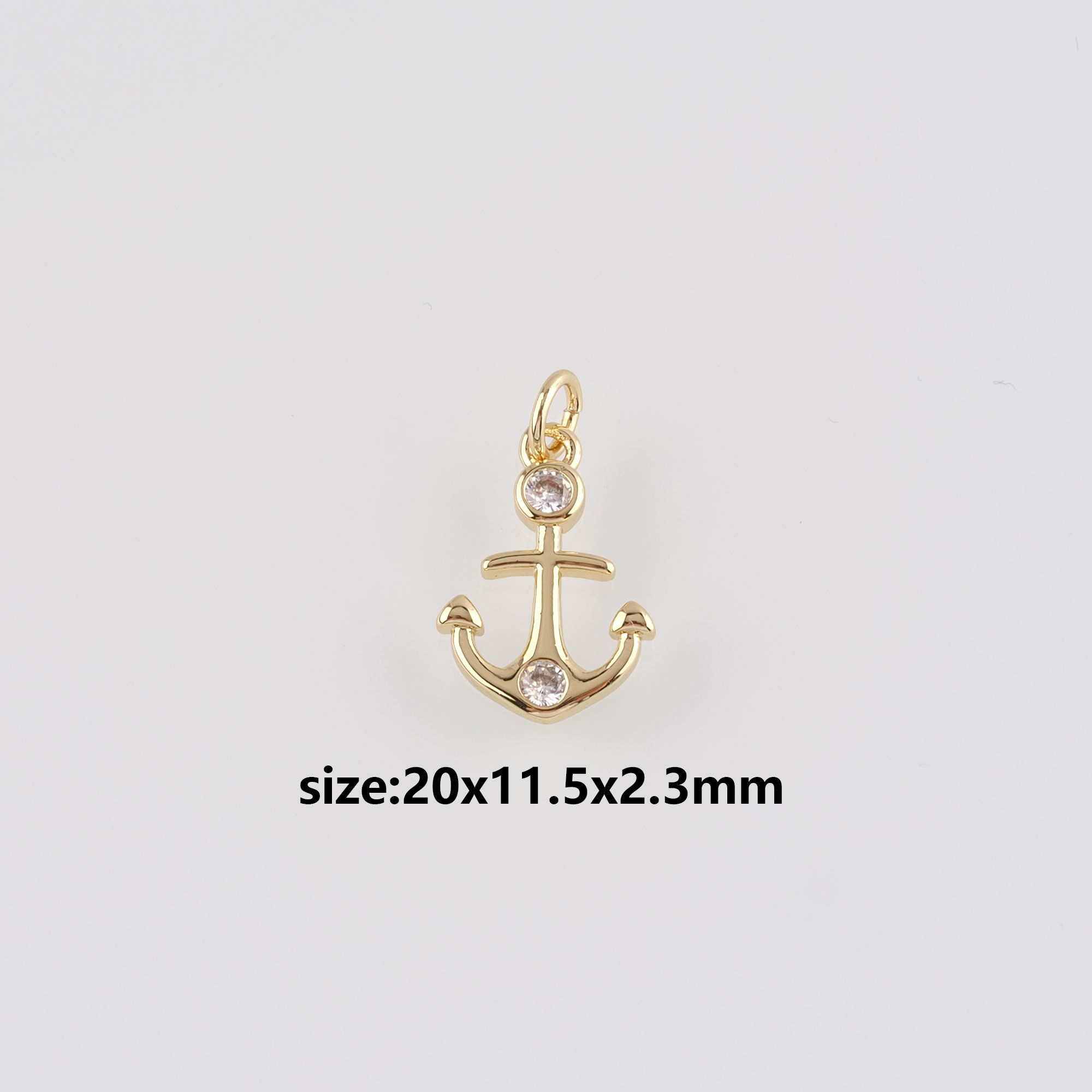 18K Gold Filled Anchor Pendant,CZ Micro Pave Anchor Charm Earrings Necklace for DIY Jewelry Making Supply