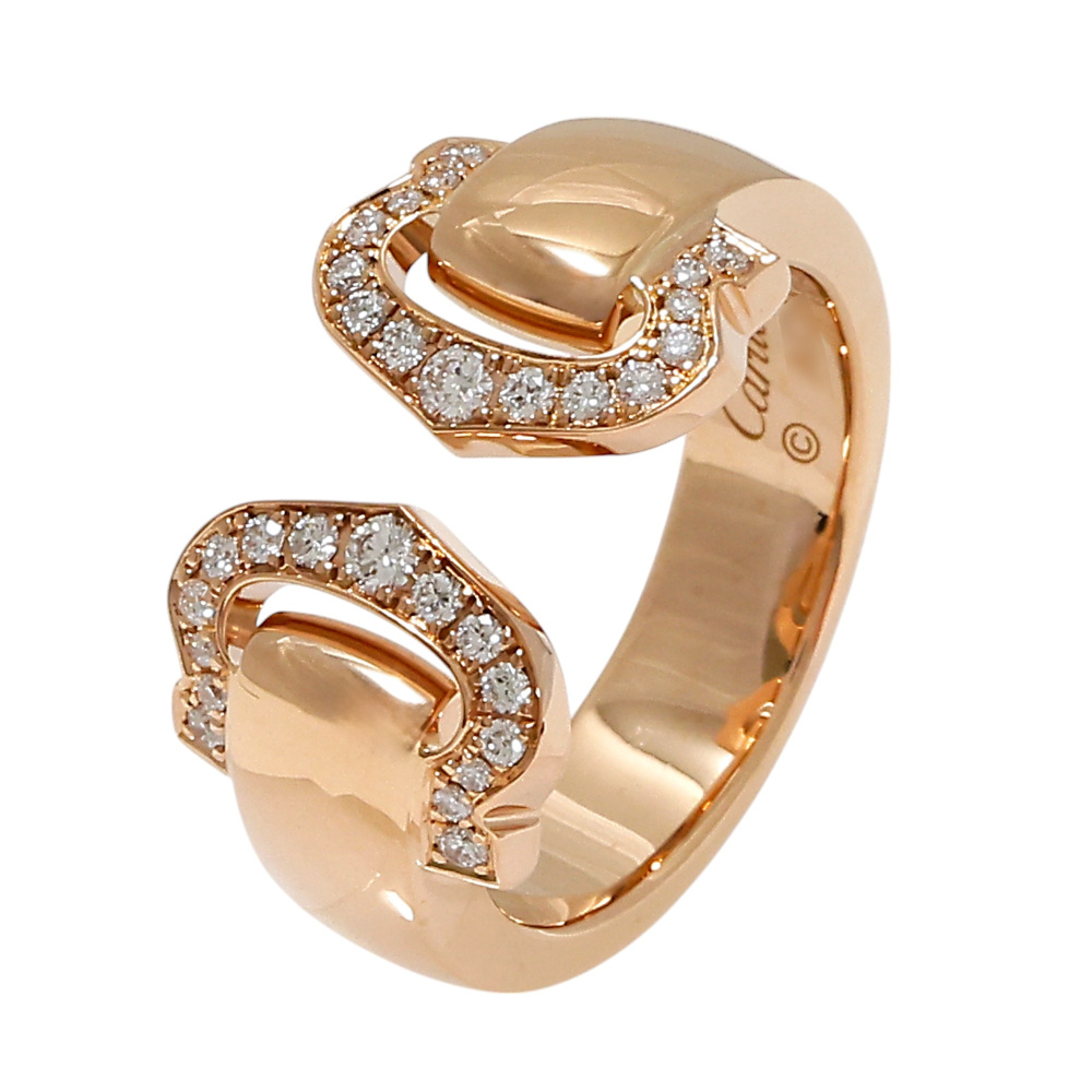Cartier 2C Boucurse Ring 18K Rose Gold Diamond