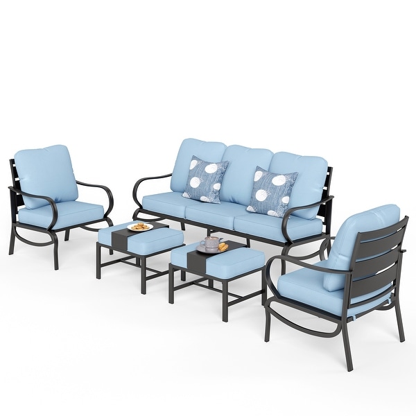 MAISON ARTS 5/7Seat Patio Conversation Set,Sofa Set with 2 x Single Sofa Chairs,1 x 3seater Sofa and Coffee Table/Ottomans