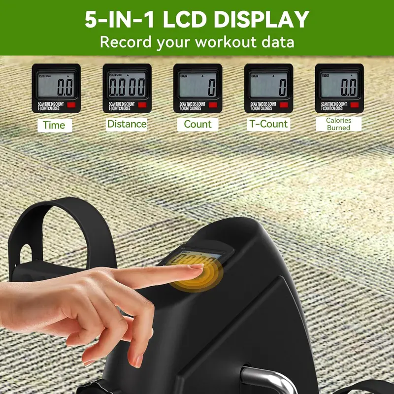 Under-Desk Pedal Exerciser – Compact LCD Mini Bike for Seniors & Home Use, Non-Slip Base & Arm/Leg Cycling Support