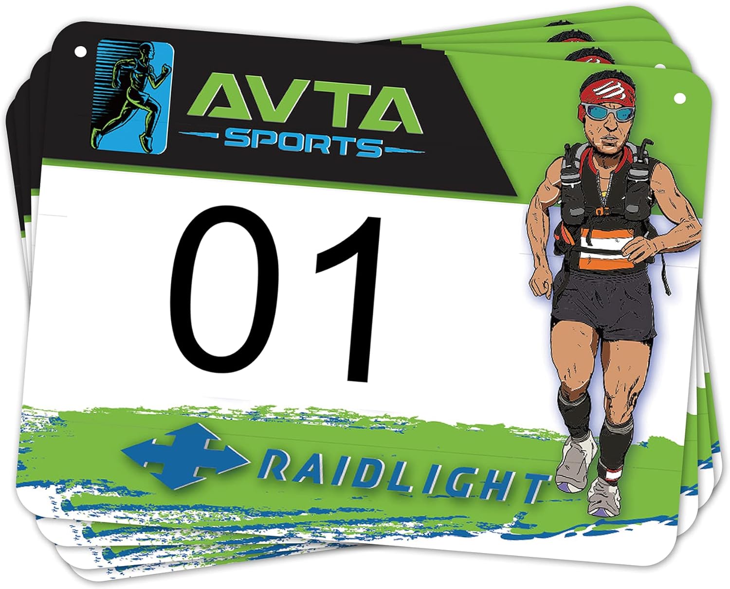Array Stars Custom Race Bibs Personalized Full Color Printed Race Numbers, Running Bibs