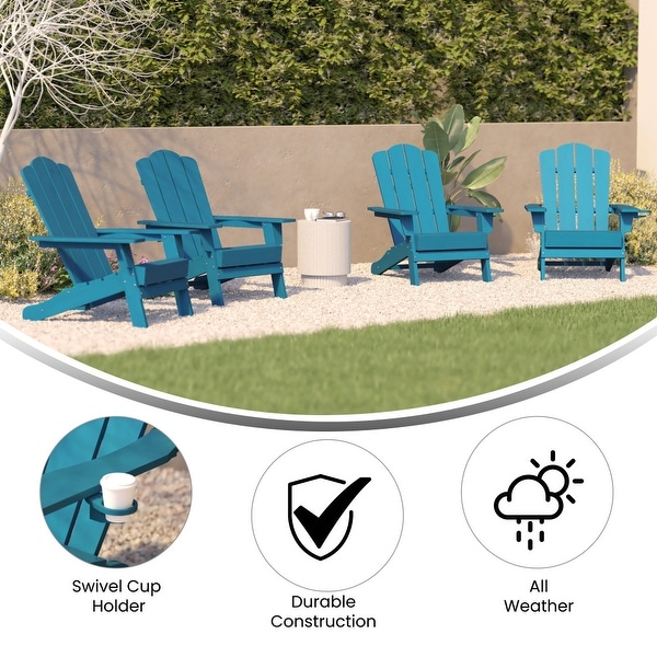 Set of 4 AllWeather Adirondack Chairs with Cupholders