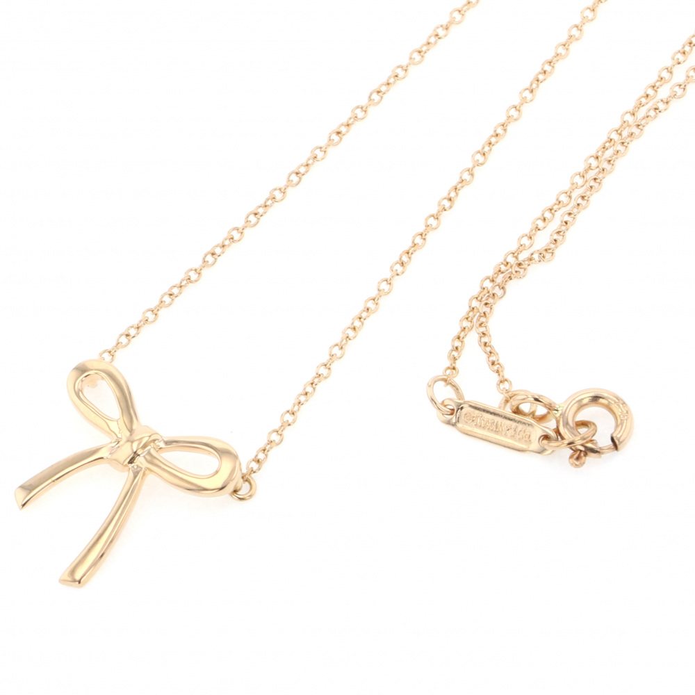 Tiffany & Co. Tiffany Bow Ribbon Necklace K18PG Pink Gold