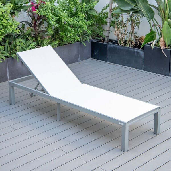 Aluminum Beach Pool Sun Lounge Chair Sling Mesh Fabric Reclining Stackable Lounger Chair