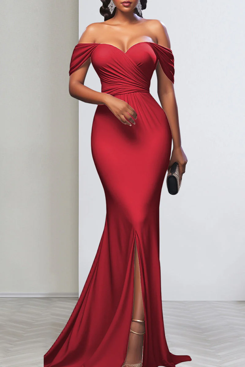 Elegant Off Shoulder High Slit Maxi DressClistos