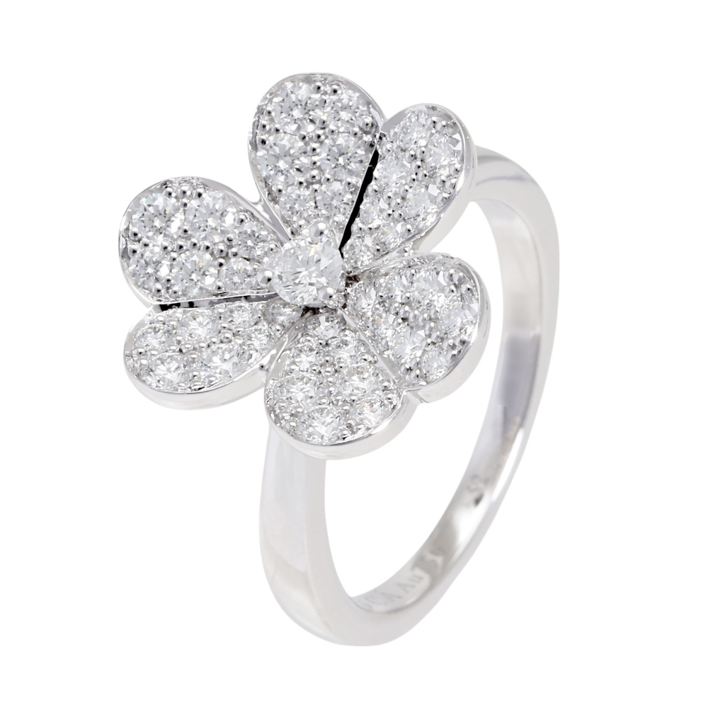 Van Cleef & Arpels Frivole 1 Flower Ring 18K White Gold Diamond VCARD31600