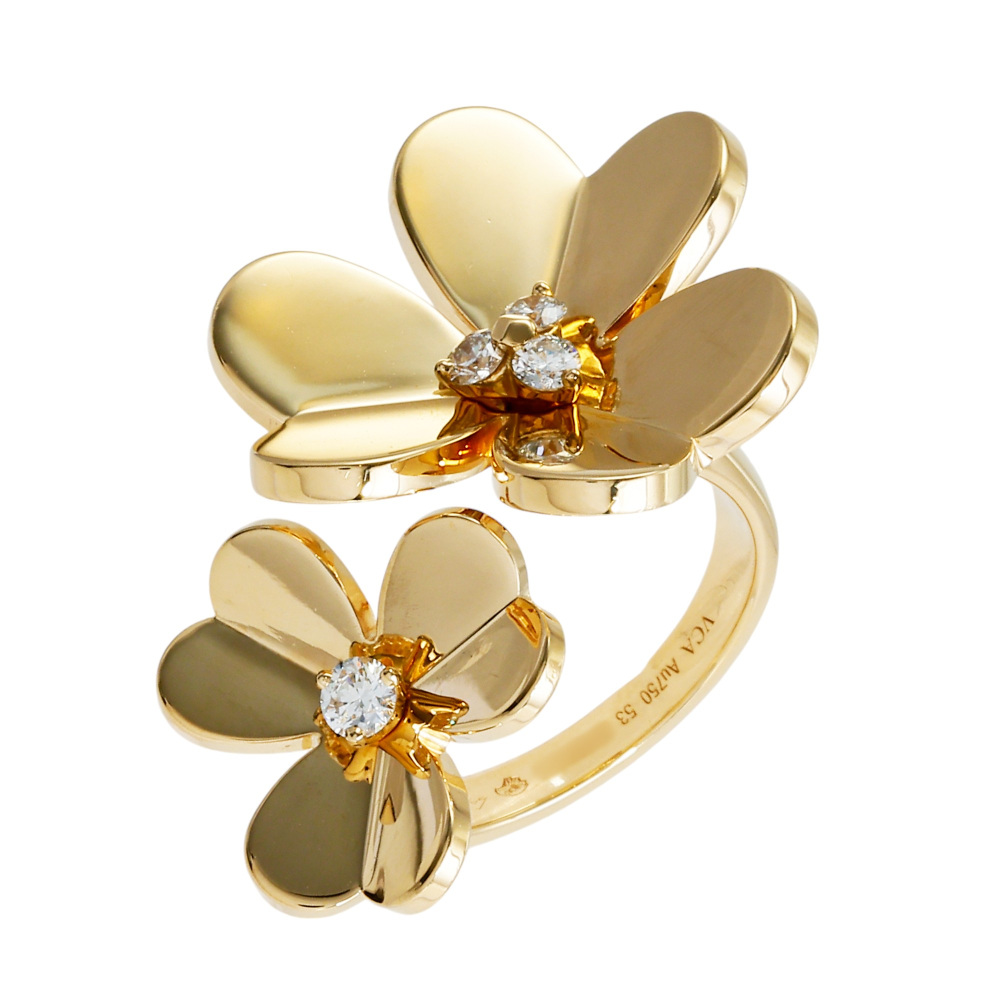 Van Cleef & Arpels Frivole Entre Les Door Ring 18K Yellow Gold Diamond VCARB67600