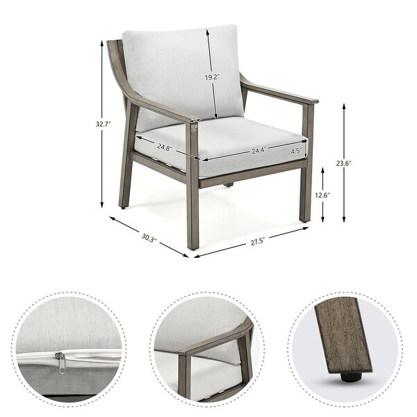 3Piece Aluminum Patio Conversation Set with End Table and Cushions