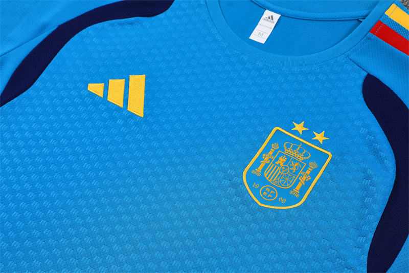 Spain Short Sleeves Training Suit Blue-Two Stars 3