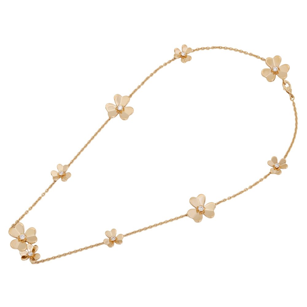 Van Cleef & Arpels Frivole 9 Flower Necklace 18K Yellow Gold Diamond VCARD31500