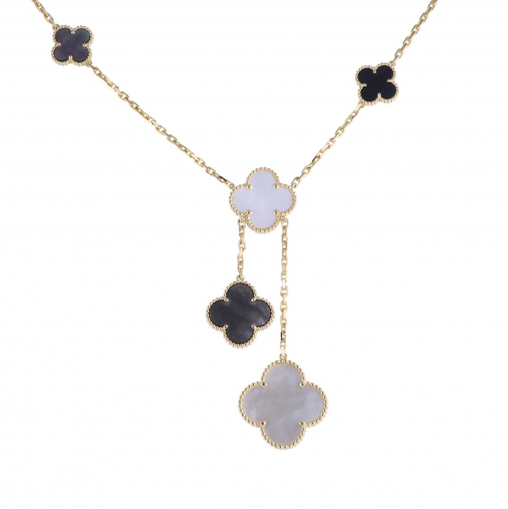 Van Cleef & Arpels Magic Alhambra 6 Motifs Black Shell With Cracks Accessory 18K Yellow Gold VCARD79200