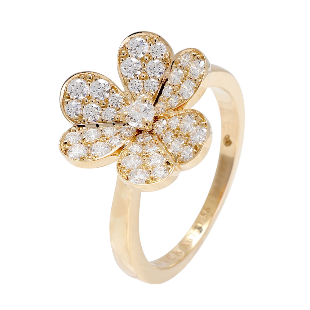 Van Cleef & Arpels Frivole 1 Flower Ring 18K Yellow Gold Diamond VCARPJMQ00