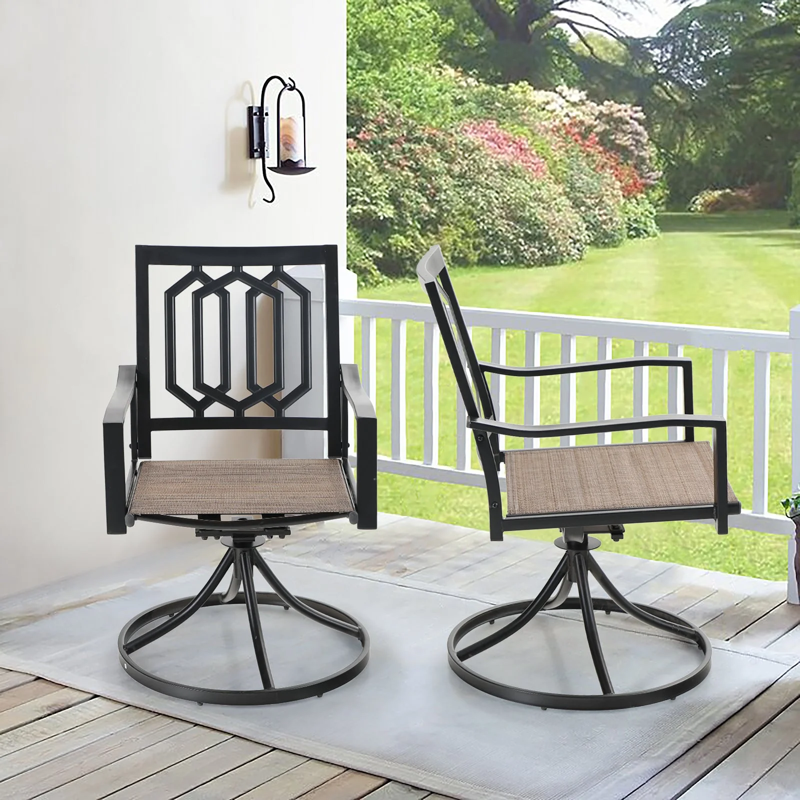 Sophia & William Outdoor Patio Swivel Dining Chair - Textilene - Set of 2