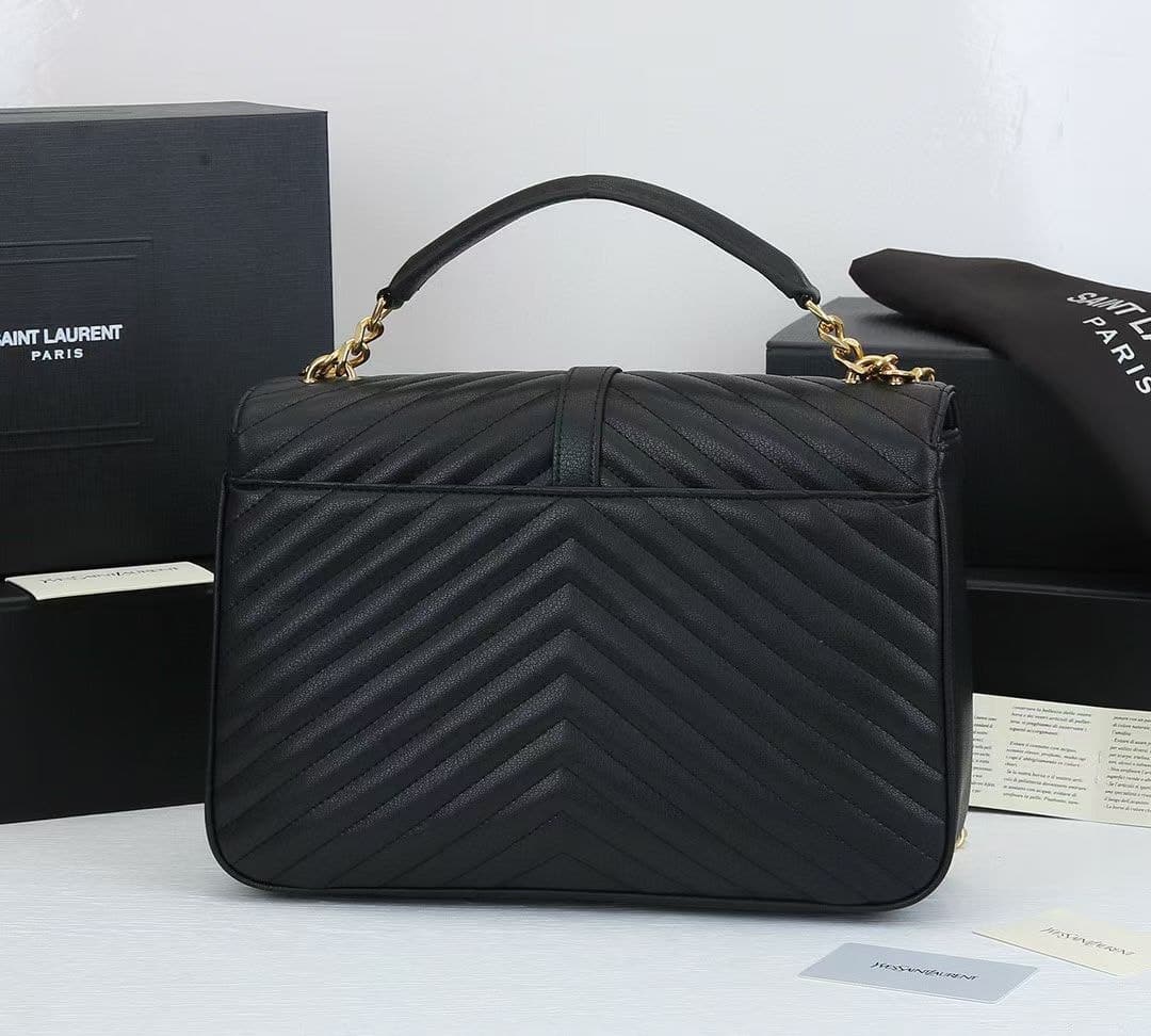 Saint Laurent College Large Chain Bag Black 25Cm
