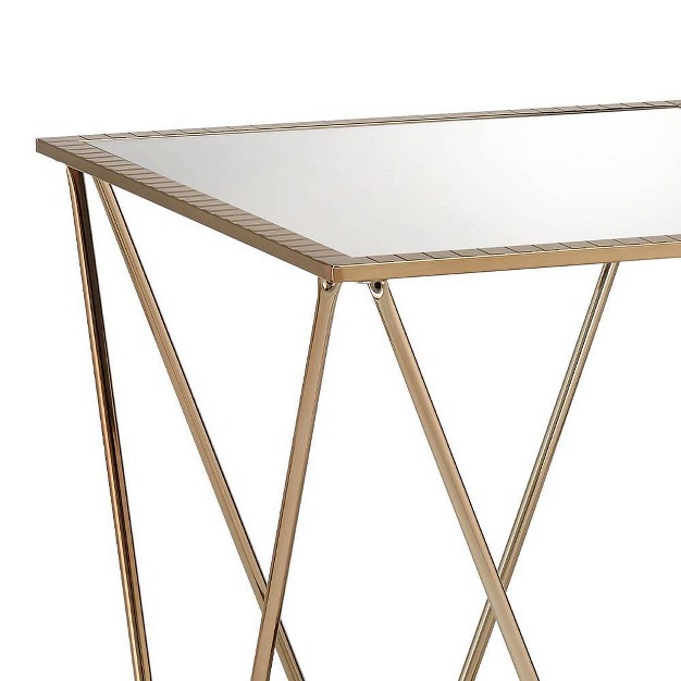 Fogya Mirrored Champagne Folding Table Gold Finish Acme Furniture