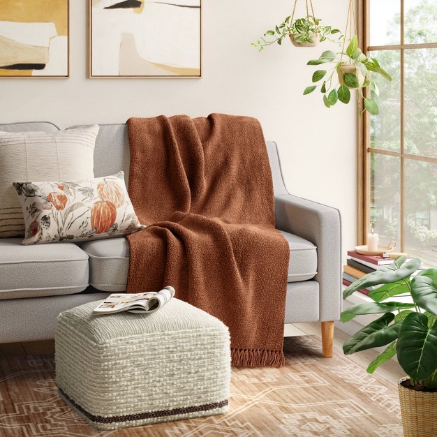 Branchville Square Pouf Cream Boucle