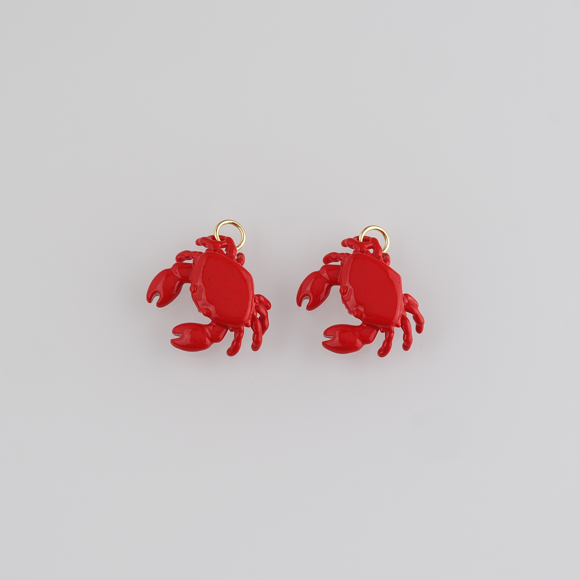 18K Gold Filled Crab Pendant,Enamel Cancer Charm Earrings Necklace for DIY Jewelry Making Supply