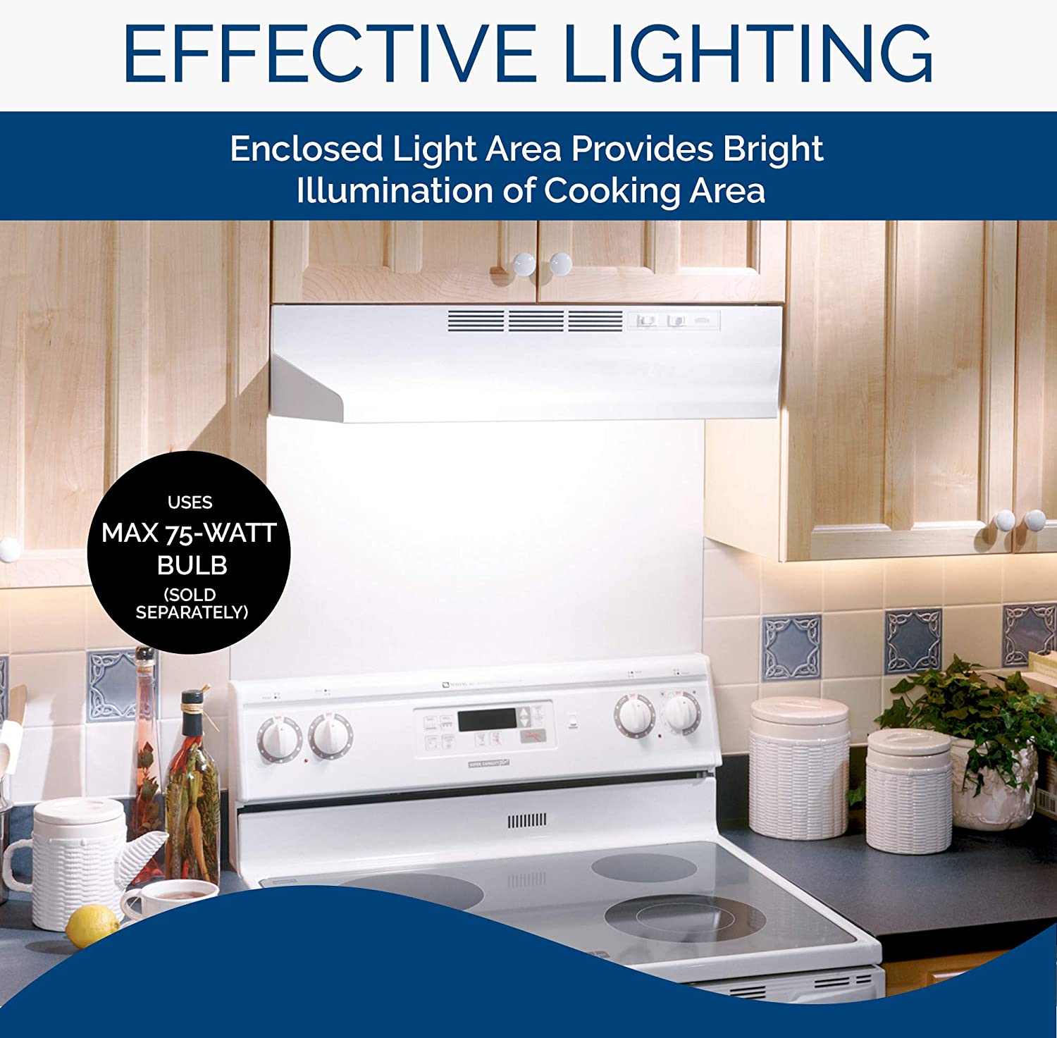 Broan-NuTone 413001 Non-Ducted Ductless Range Hood with Lights Exhaust Fan for Under Cabinet, 30-Inch